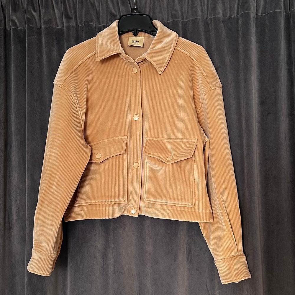 Tahari Cropped Corduroy Fleece Lined Jacket Sz large buttery soft